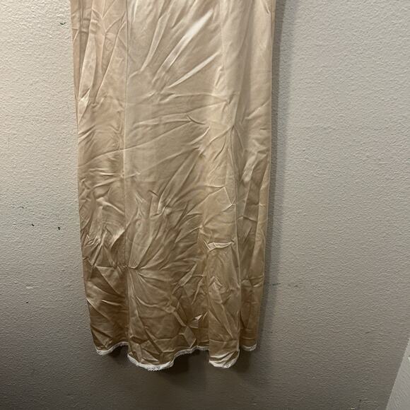 Vintage WISE BUYS Maidenform Tan Nylon Full Slip Lace adjustable straps Sz 32 - Picture 5 of 9